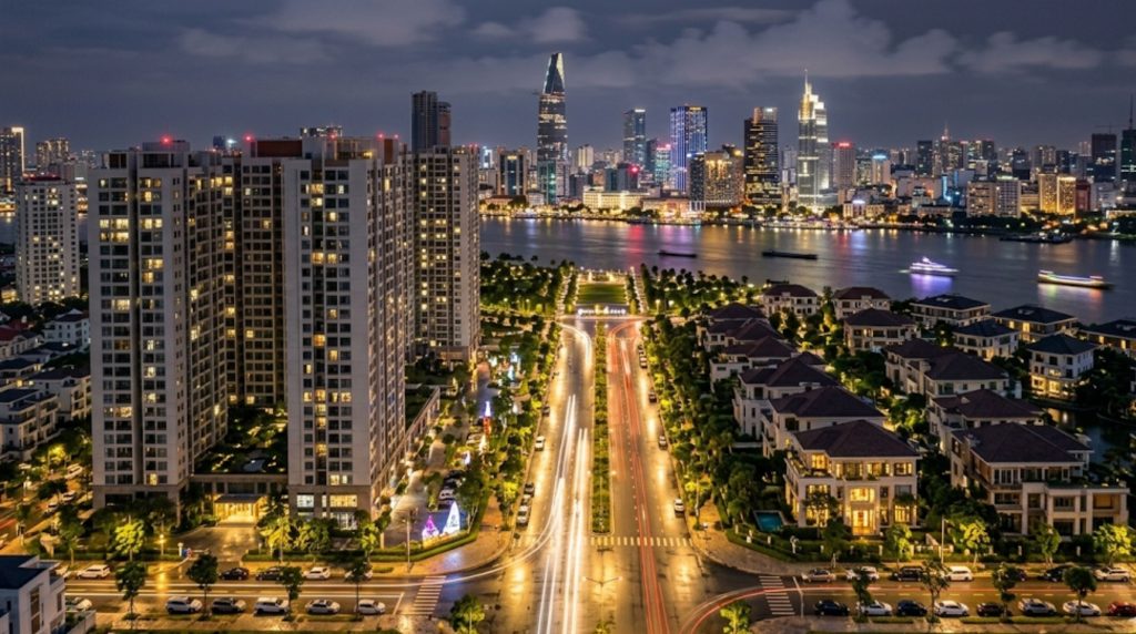 Tuyến đường Thạnh Mỹ Lợi về đêm