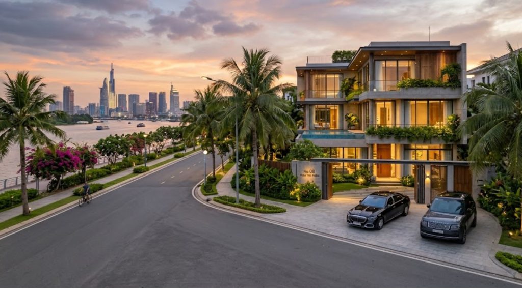 Không gian biệt thự ven sông đẳng cấp và riêng tư tại Villa Thủ Thiêm.