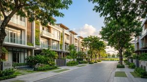 Không gian yên bình và hạ tầng chỉnh chu tại một trục đường nội khu đất Huy Hoàng.