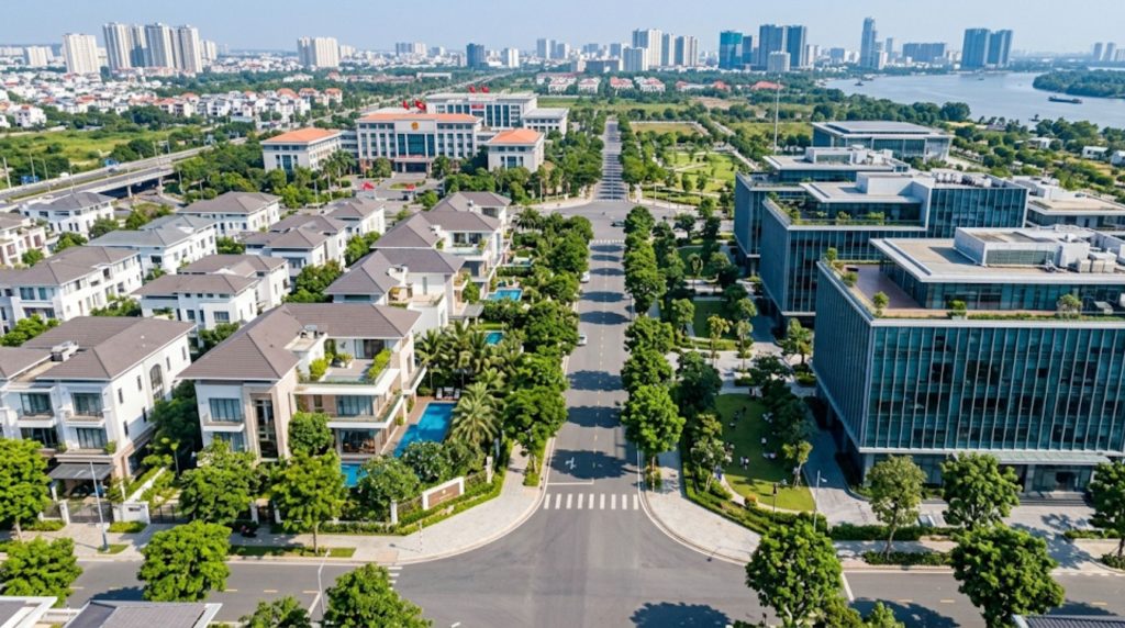 Không gian kiến trúc khang trang và cộng đồng cư dân hiện hữu đồng bộ tại khu Đông.
