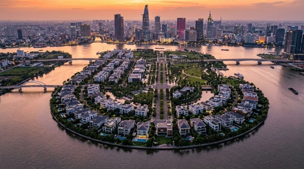 Toàn cảnh khu Villa Thủ Thiêm Quận 2 buổi xế chiều