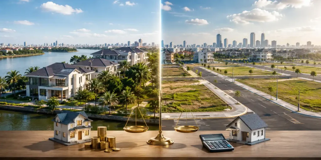 Khi cân nhắc nên mua đất Villa Thủ Thiêm hay đất nền Huy Hoàng, cùng một ngân sách sẽ mang đến những giá trị khác nhau.